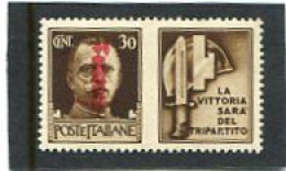 ITALY/ITALIA - 1944  30c  PROPAGANDA  LA VITTORIA  MINT NH - Kriegspropaganda