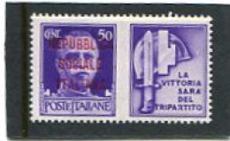 ITALY/ITALIA - 1944  50c  PROPAGANDA  LA VITTORIA  MINT NH - Kriegspropaganda