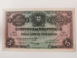 Mozambique, 5 Libras 1934, Perfuration 1942 - Mozambique
