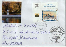 Letter 2023: River Steamboat. (Passenger Ship) Stamp Day, To Andorra, Principat, With Arrival Illustrated Postmark - Storia Postale