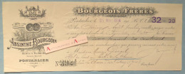● ABSINTHE Bourgeois - Pontarlier 1914 Doubs - à M. Georgel Hôtel Des Lacs à Pont De La Chaux (Jura) Mandat Illustré - Bills Of Exchange