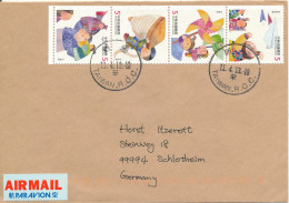 Taiwan Cover Sent Air Mail To Germany 11-4-2013 Stripe Of 4 - Brieven En Documenten