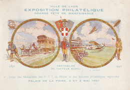 Exposition Philatélique Lyon 02/02/31, Carte Splendide + Oblitération Rouge - 1930-1939
