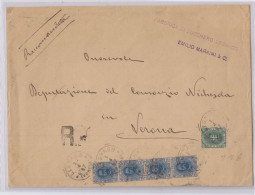 REGNO 1891-96 UMBERTO STRSICIA 45 C. + 5 C. 4 PORTI DA LEGNAGO A ROMA RARA - Storia Postale