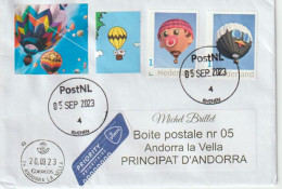 Letter 2023: Mounted Balloons, Letter From Netherlands To Andorra (Principat) With Illustrated Arrival Postmark. 2 Pics - Covers & Documents