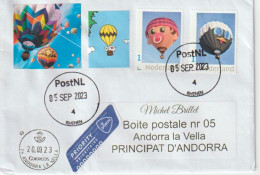 Letter 2023: Mounted Balloons, Letter From Netherlands To Andorra (Principat) With Illustrated Arrival Postmark. 2 Pics - Lettres & Documents
