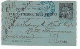 PARIS 11 Av De L'OPERA Carte Lettre Pneumatique 50 C Chaplain 6 Lignes Avis Au Verso Date 652 Yv CLPP 2550 Storch E16 - Neumáticos