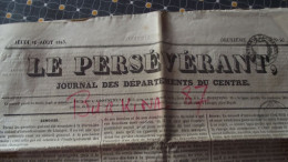 LE PERSEVERANT, Journal, 10 Aout 1843, Journal Des Départements Du Centre, Limoges - 1800 - 1849