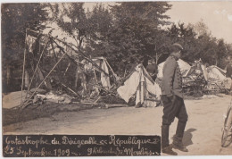 Cm - Carte Photo MOULINS, Catastrophe Du Dirigeable REPUBLIQUE Le 25 Septembre 1909 - Airships