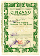 CINZANO; Certificat Nominatif - Industrie