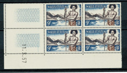 WALLIS Et FUTUNA Piroguier 9F   Bloc De 4 Coin Daté 11.3.57 ** MNH - Nuevos