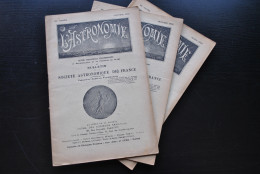 L'ASTRONOMIE Bulletin De La Société Astronomique De France 1940 - 3 Numéros Janvier à Mars Soleil Lune Météorologie RARE - Astronomía