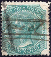 INDIA (BRITISCH OCCUPATION) :1867: Y.27° : 4 Annas : Gestempeld / Oblitéré / Cancelled. - 1858-79 Kronenkolonie