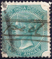 INDIA (BRITISCH OCCUPATION) :1867: Y.27° : 4 Annas : Gestempeld / Oblitéré / Cancelled. - 1858-79 Kolonie Van De Kroon