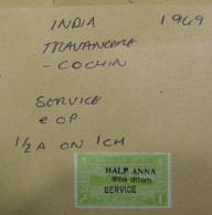 INDIA  STAMPS  Service & OP  1949   (T11)   ~~L@@K~~ - Travancore-Cochin