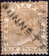 INDIA (BRITISCH OCCUPATION) :1867: Y.30° : 6 Annas : Gestempeld / Oblitéré / Cancelled. - 1858-79 Kolonie Van De Kroon