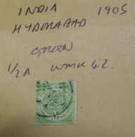 INDIA  STAMPS  Official  1/2a 1905   (T18)   ~~L@@K~~ - Hyderabad