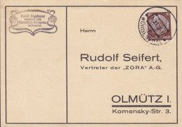 Deutsches Reich RUDOLF ENGELMANN Konditerei-Cáfé Einsiedel B. WÜRBENTHAL Schlesien 1938 Card Karte OLMÜTZ Hindenburg - Sudetenland