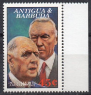 ANTIGUA & BARBUDA  1991 - 1v - MNH - Charles De Gaulle & Adenauer - France - Germany - Deutschland - De Gaulle (Général)