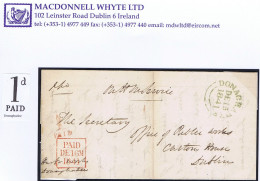 Ireland Down Uniform Penny Post 1841 OHMS Letter To Dublin With Distinctive UPP Handstruck "1dPAID" Of Donaghadee In Red - Prephilately