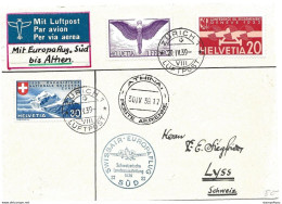 13 - 50 - Enveloppe Swissair-Europaflug  Sud    Zürich - Athens 1939 - Other & Unclassified