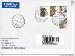 ROMANIA : PROTECTED FAUNA 4 Stamps Set On Registered Cover Circulated To MOLDOVA  - Registered Shipping! - Used Stamps