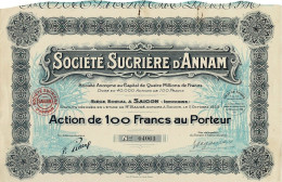 Titre De 1929 - Société Sucrière D'Annam - Déco - - Asia