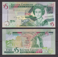 EAST CARIBBEAN CENTRAL BANK  -  2008 5 Dollars UNC  Banknote - East Carribeans