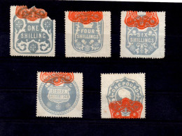 Tax And Revenue 1904, 5 Values Shilling Pound - Fiscale Zegels