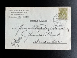 NETHERLANDS 1918 POSTCARD ASSEN TO DEVENTER 22-12-1918 NEDERLAND - Briefe U. Dokumente
