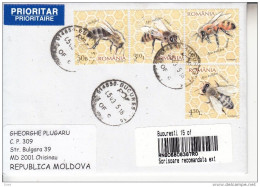ROMANIA : HONEY BEES On Cover Circulated To MOLDOVA - Registered Shipping! - Gebruikt