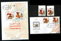 2023- Tunisia - Tunisian Harissa - Food - Pepper Red - Olive Oil - Onion- Flyer+ FDC+ Complete Set 2v.MNH** - Alimentation
