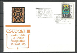 Estland Estonia 1993 Philatelic Exhibition Haapsalu Hapsal Special Cancel Sonderstempel - Philatelic Exhibitions