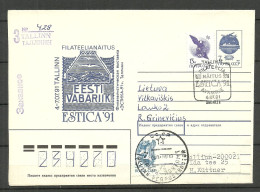 ESTLAND Estonia 1991 Special Cancel Philatelic Exhibition Estica `91 Sonderstempel Registered Letter To Lithuania - Philatelic Exhibitions