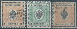 AUSTRIA-L'AUTRICHE-ÖSTERREICH,K.K.Statistische Gebur Revenue Stamps Tax Fiscal,2 & 2 & 10 Kreuzer,Obliterated - Fiscali