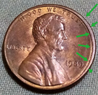 USA 1989, Rara Mint Error Of The USA Cent, Irregular Rim As Shown , Agouz - 1959-…: Lincoln, Memorial Reverse