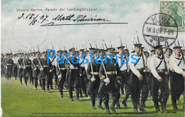 214233 GERMANY COSTUMES MILITARY SOLDIER OUR NAVY PARADE OF LAND TROOPS CIRCULATED TO URUGUAY POSTAL POSTCARD - Altri & Non Classificati