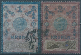 AUSTRIA-L'AUTRICHE-ÖSTERREICH,1898 Revenue Stamps 1 & 2 KRONEN ,Used - Fiscales