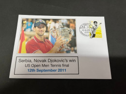 23-9-2023 (1 U 51) Tennis - US Open Men Final Won By Serbia Novak Djokovic (12th September 2011) With OZ Tennis Stamp - Tennis