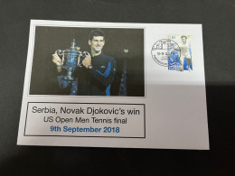 23-9-2023 (1 U 51) Tennis - US Open Men Final Won By Serbia Novak Djokovic (9th September 2018) With OZ Tennis Stamp - Tennis