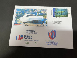 23-9-2023 (1 U 51) France 2023 Rugby World Cup France (96) V Namibia (0) 21-9-2023 (Marseille) OZ Stamp - Rugby