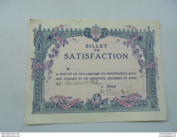 BILLET DE SATISFACTION -Ecole Dieu Famille Patrie Travail - Diplômes & Bulletins Scolaires