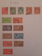 SD)INDIA, SHEET WITH USED STAMPS, DIFFERENT CANCELLATIONS, SOME WITH OVERLOAD. USED - Verzamelingen & Reeksen