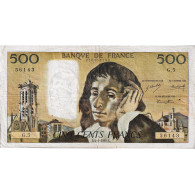 France, 500 Francs, Pascal, 1968, G.5, TB+, Fayette:71.1 - 500 F 1968-1993 ''Pascal''