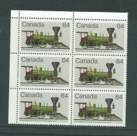 Canada # 1002 - UL. Blank Corner Block Of 6 MNH - Locomotives (1836-1860) - 1 - Blocchi & Foglietti