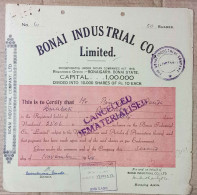 BRITISH INDIA 1948 BONAI INDUSTRIAL COMPANY LIMITED, BONAI STATE ODISHA.....SHARE CERTIFICATE - Industrie