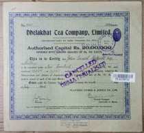 INDIA 1947 & 1948 DHELAKHAT TEA COMPANY LIMITED.....2 DIFFERENT SHARE CERTIFICATES - Agriculture