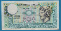 ITALIA 500 LIRE 20.12.1976 # P20 345976 P# 95 Mercury - 500 Lire