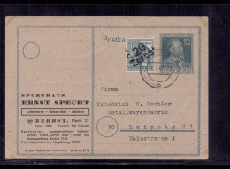 Ganzsache All. Besetzung + Zusatzfrankatur - Zerbst Nach Leipzig 1948 - Enteros Postales