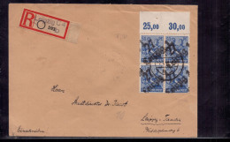 Einschreiben Brief All. Besetzung Leipzig Viererblock + Oberrand 1948 - Storia Postale